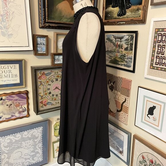 By Artisan A-Line Black Sleeveless Beaded Neckline Stretch Knit Dress Size 2X - Picture 3 of 5